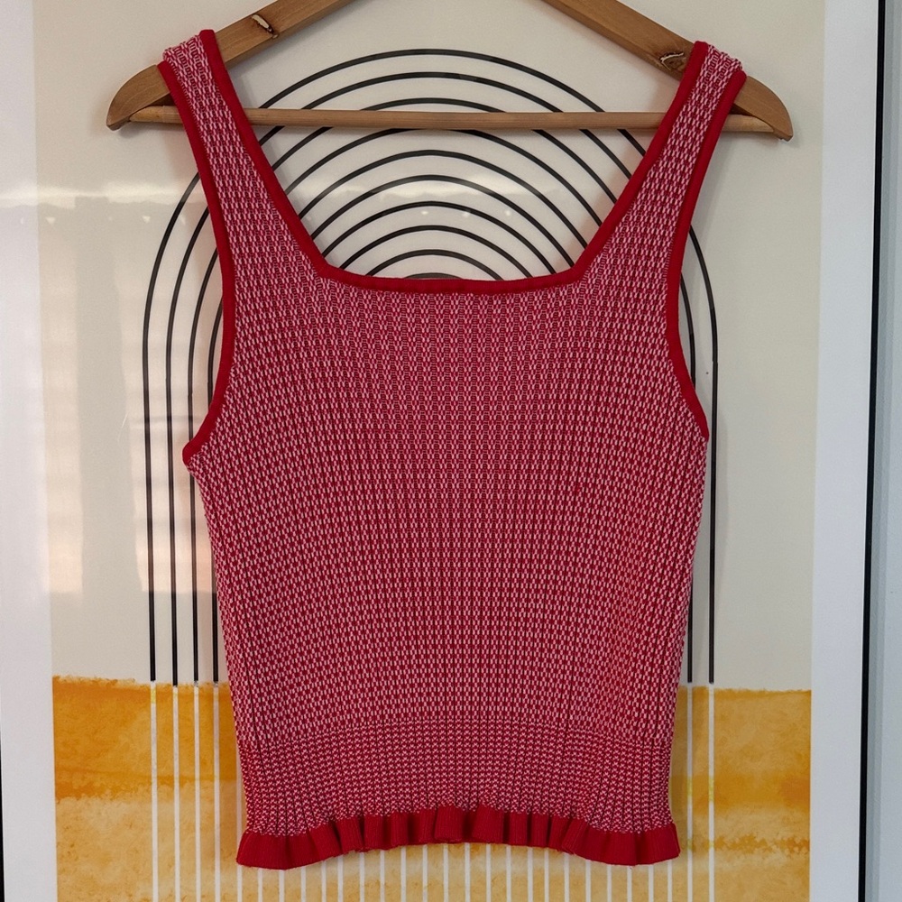 Democracy Red Textured Tank Top